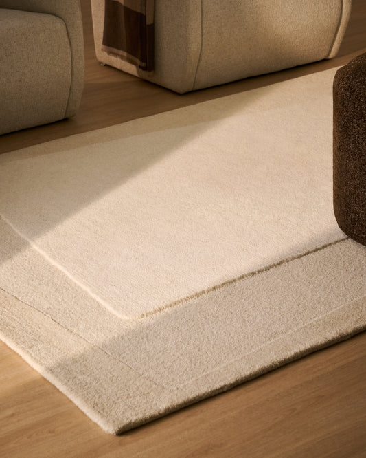 Dennie wool rug with beige graphic 200 x 300 cm
