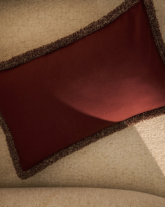 Olinan cushion cover with brown bouclé detailing 30 x 50 cm
