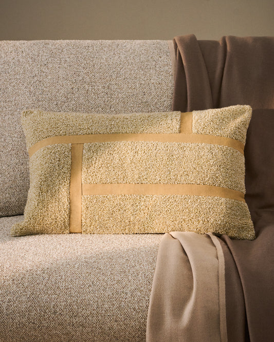Lomel micro bouclé cushion cover with ecru graphic detailing 40 x 60 cm