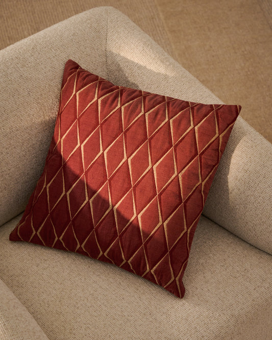 Branel microvelvet cushion cover with maroon embroidery 45 x 45 cm
