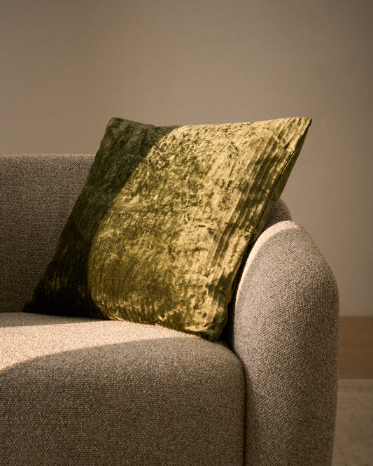 Caril 100%-cotton jacquard green velvet cushion cover 45 x 45 cm