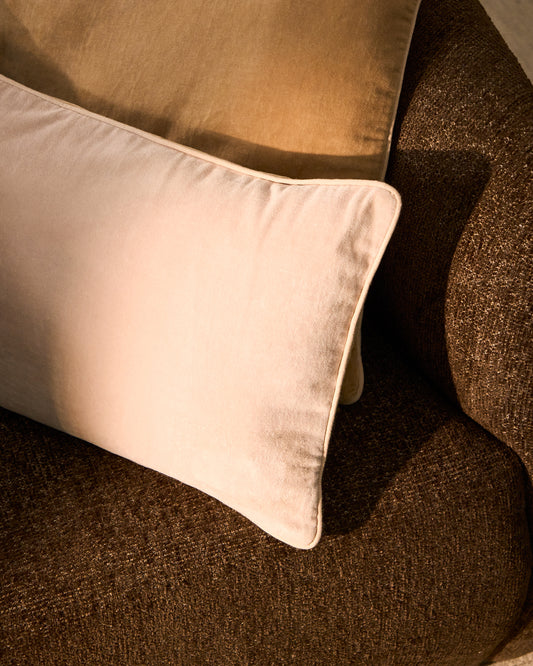 Ovelin beige and ecru velvet cushion cover 30 x 50 cm