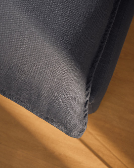 Anarela dark grey linen and viscose footrest with removable cover and cushion 80 x 80cm FSC Mix Credit