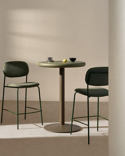 Meli stackable stool in grey chenille with grey metal legs FSC Mix Credit 65cm