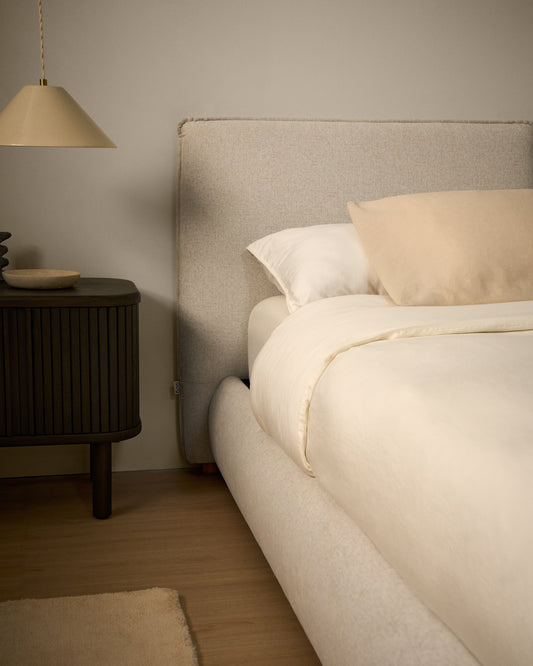 Elerio ecru chenille bed for 90 x 200cm mattress