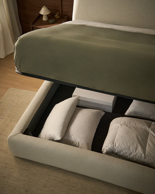 Martina bed cover in ecru chenille for mattress 160 x 200cm