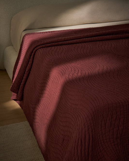 Sarula 100%-cotton maroon jacquard bedspread for 90/135 cm bed