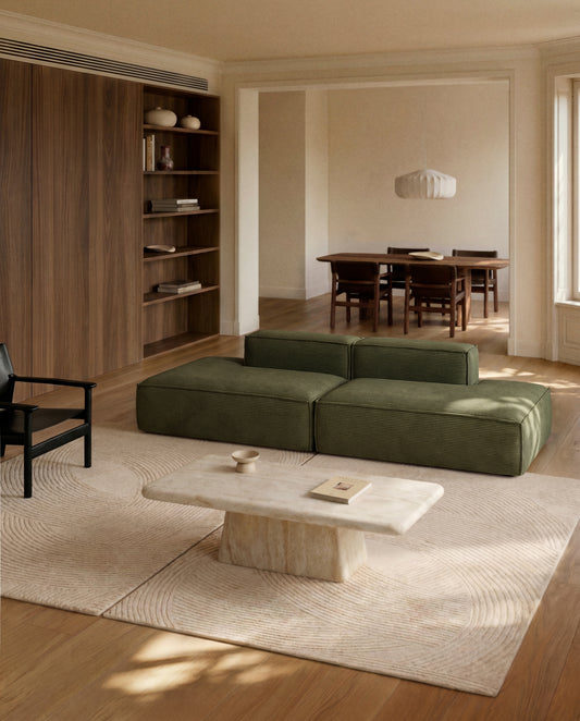Blok 3-seater sofa in green thick corduroy 290cm FSC Mix Credit