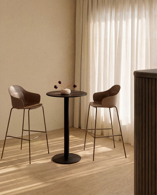 Sanile stool with brown-finish steel legs 74 cm