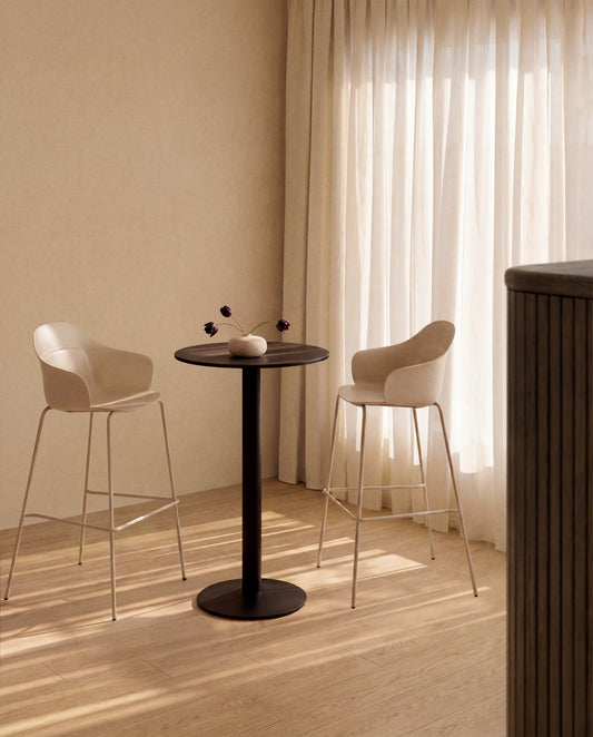 Sanile stool with beige-finish steel legs 74 cm