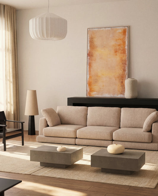 Gala 4-seater sofa in beige micro bouclé FSC Mix Credit 300cm