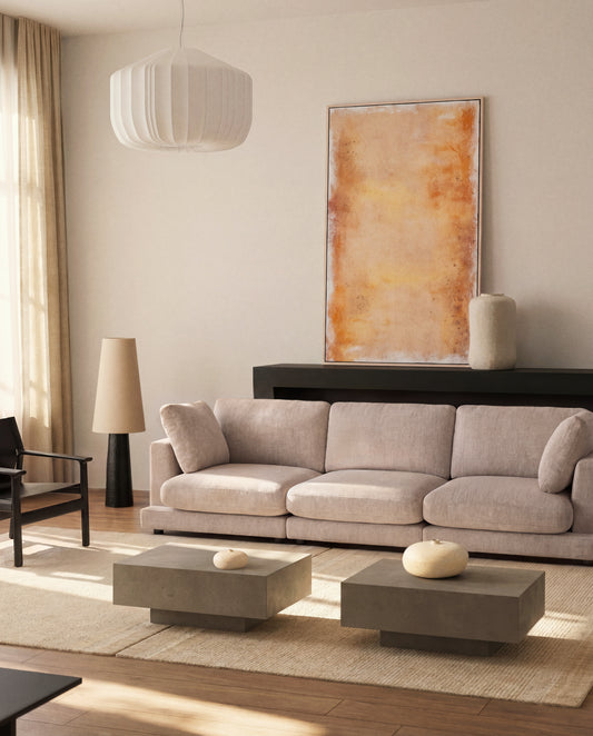 Gala 4-seater sofa in beige micro bouclé FSC Mix Credit 300cm