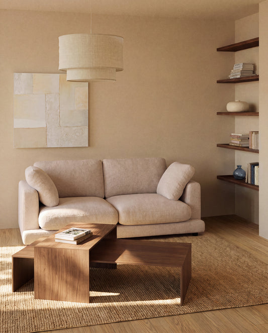Mariela linen ceiling lamp shade in a beige finish Ø 60 x 40 cm