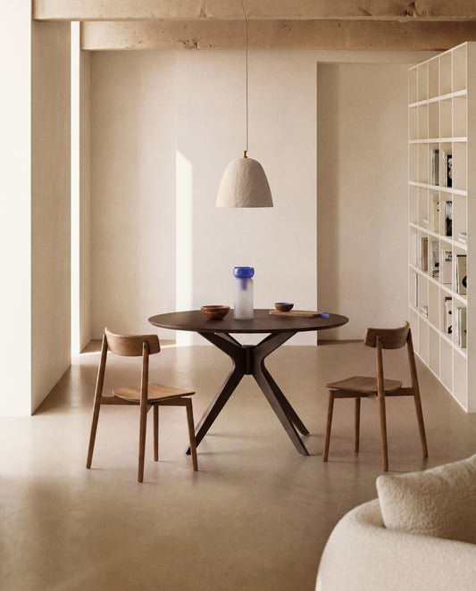 Naanim round table in walnut veneer, Ø 120 cm