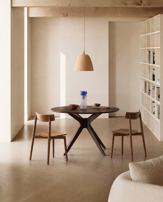 Naanim round table in walnut veneer, Ø 120 cm