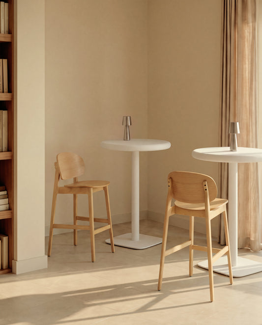 Ludara stool in oak veneer 65cm