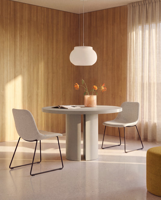 Nealy round table in lacquered MDF in an ecru finish, Ø 120 cm