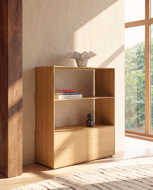 Visala with 1 visible shelf oak veneer shelf 90 x 106 cm FSC 100%