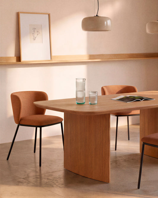 Ciselia flame-retardant terracotta thick chenille chair with black finish steel legs FSC Mix Credit