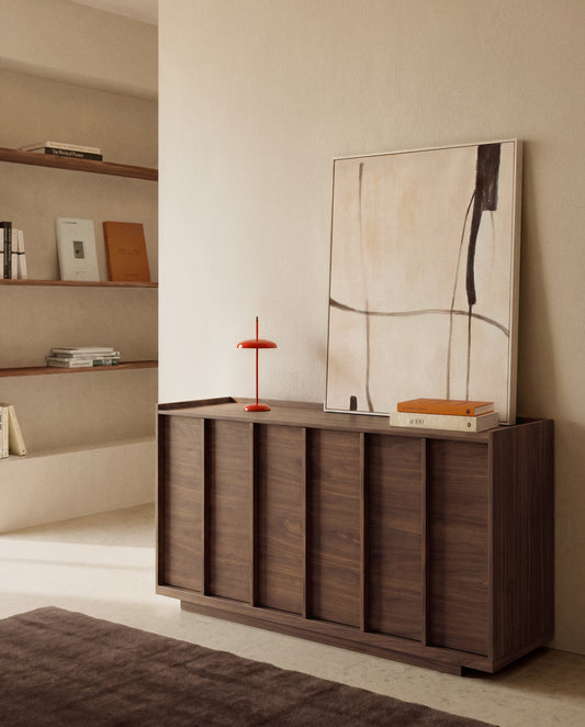 Onix sideboard with a walnut veneer in a dark finish, 150 x 80 cm FSC Mix Credit