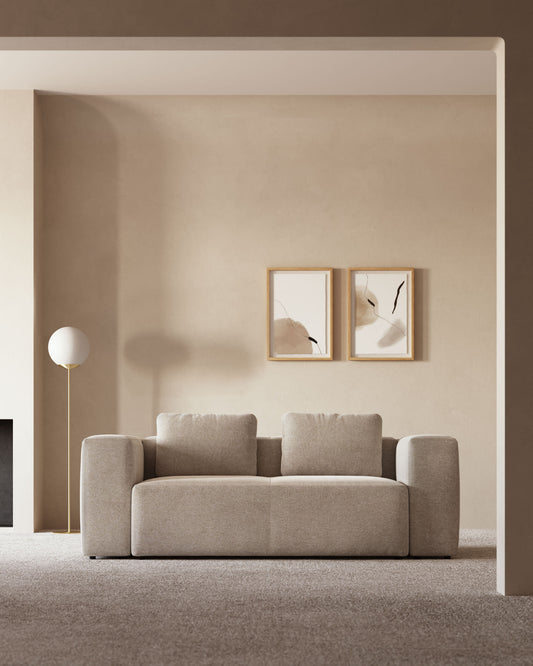 Blok 2 seater sofa in beige, 210 cm