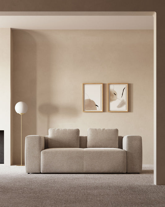 Blok 2-seater beige chenille sofa 210cm FSC Mix Credit
