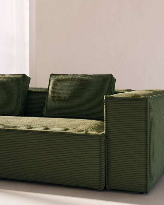 Blok cushion in green wide seam corduroy, 40 x 60 cm