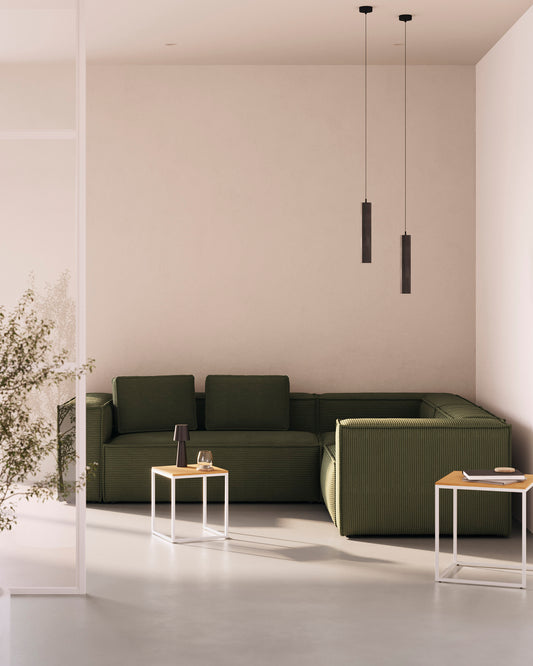 Blok green thick corduroy 5-seater corner sofa 320 x 290cm/290 x 320cm FSC Mix Credit
