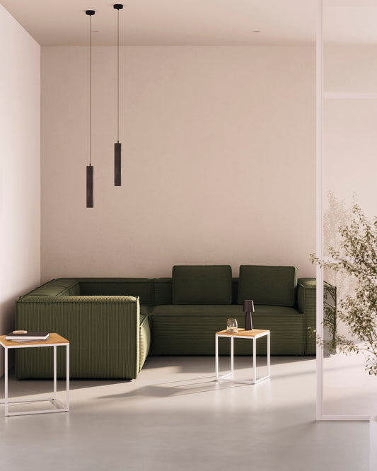 Blok green thick corduroy 4-seater corner sofa 290 x 290cm FSC Mix Credit