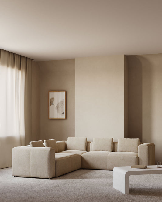 Blok beige chenille 6-seater corner sofa 320 x 320cm FSC Mix Credit