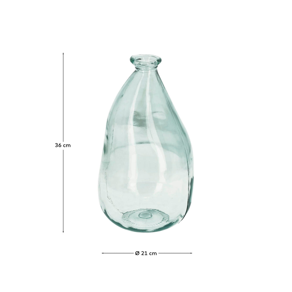 Brenna vase in 100% recycled transparent glass, 36 cm