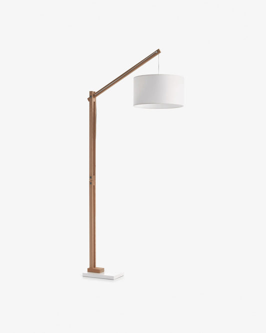 Riaz floor lamp in beech wood with white lampshade