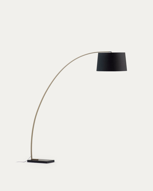 Juhe floor lamp with gold-coloured metal and black marble