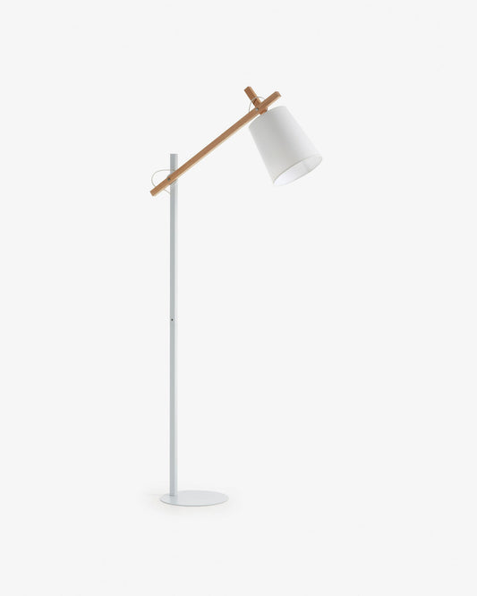 Kosta floor lamp in beech wood and steel with white finish