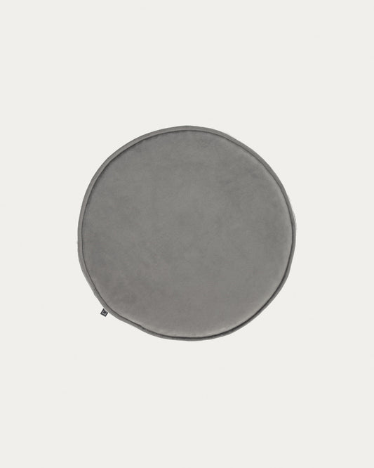 Rimca round velvet chair cushion in light grey, 35 cm