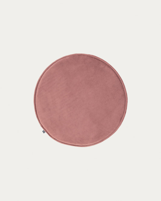 Rimca round velvet chair cushion in pink, 35 cm