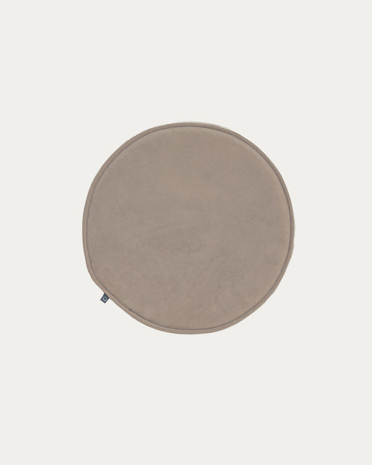 Rimca round velvet chair cushion in taupe, 35 cm