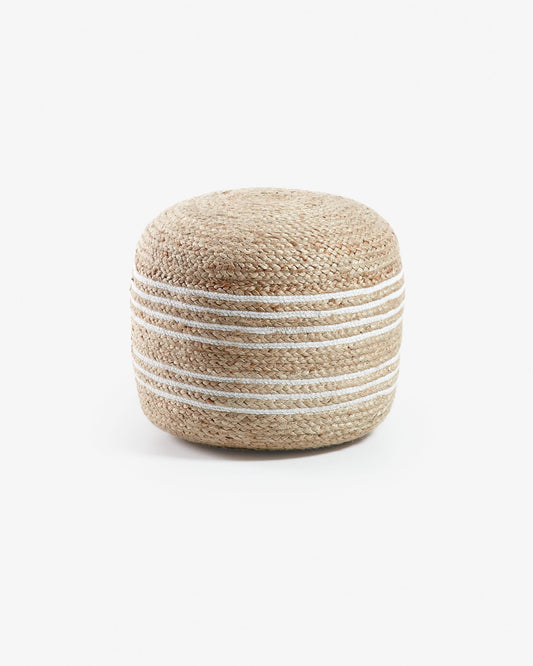 Natural and white Saht pouf Ø 45 cm