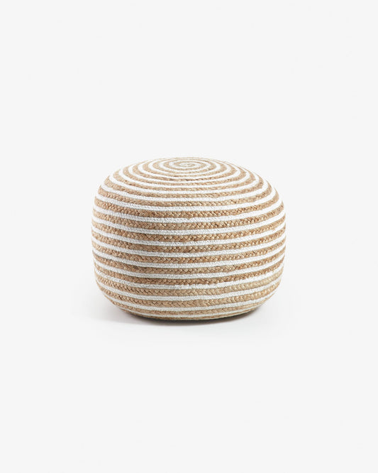 White and natural Saht pouf Ø 50 cm