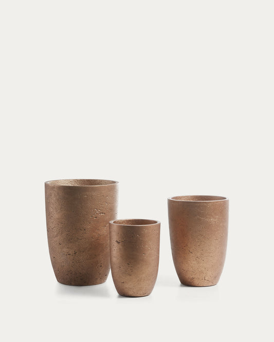 Low set of 3 planters copper Ø 20 cm / Ø 17 cm / Ø 13 cm