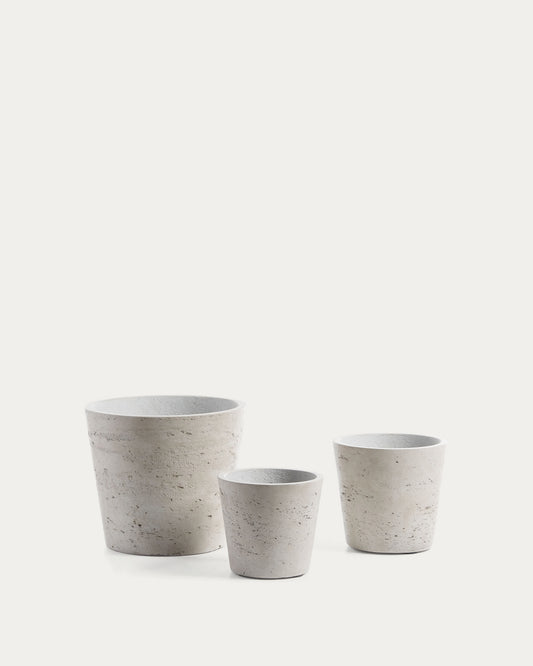 Low set of 3 planters grey Ø 23,5 cm / Ø 16,5 cm / Ø 14 cm