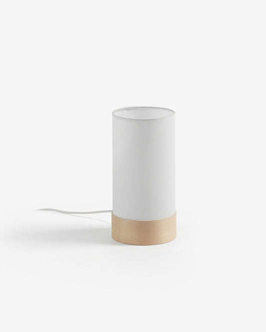 Slat table lamp in cotton and beech wood