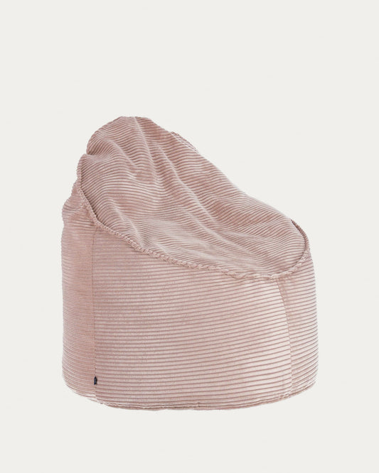 Wilma pouffe in pink wide seam corduroy, Ø 80 cm