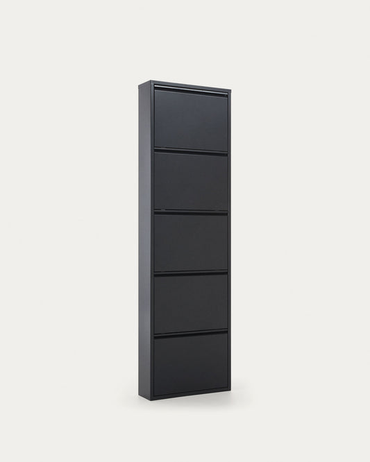 Ode shoe rack with 5 doors in dark grey, 50 x 168.5 cm