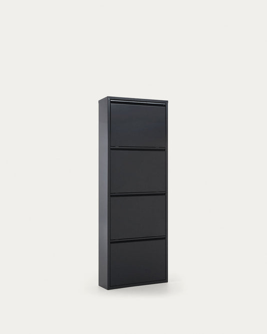 Ode shoe rack with 4 doors in dark grey, 50 x 136 cm