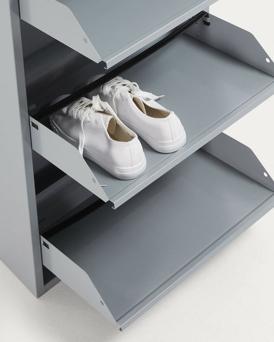 Shoe rack Ode 50 x 136 cm 4 doors metal grey