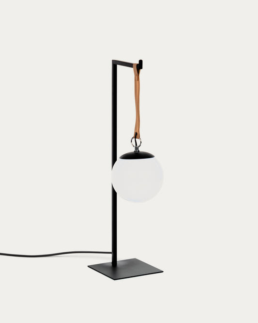 Monteiro steel and leather table lamp
