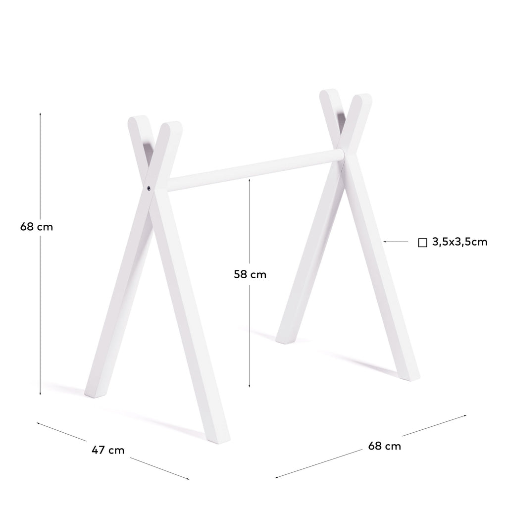 Maralis kid's teepee gym made from solid beech wood with a white finish
