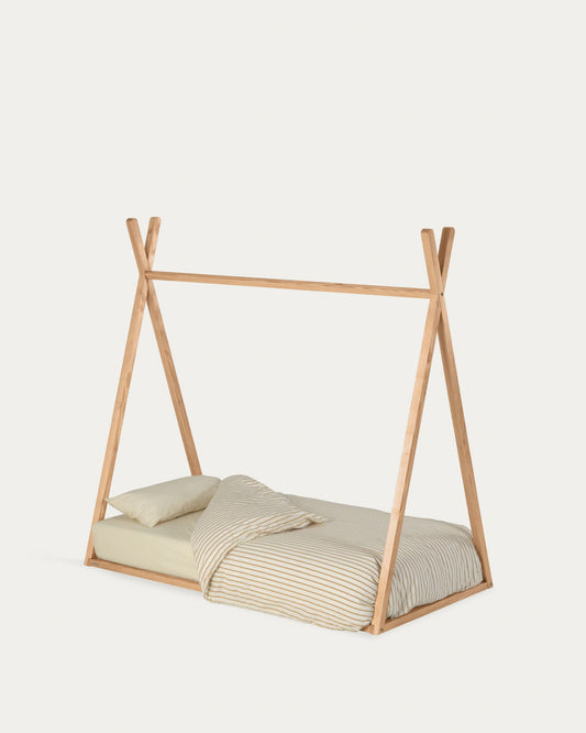 Maralis teepee bed made of solid beech wood with a natural finish, for 70 x 140 cm mattresses