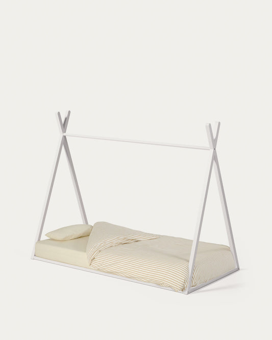 Maralis teepee bed made of solid beech wood with a white finish, for 90 x 190 cm mattresses